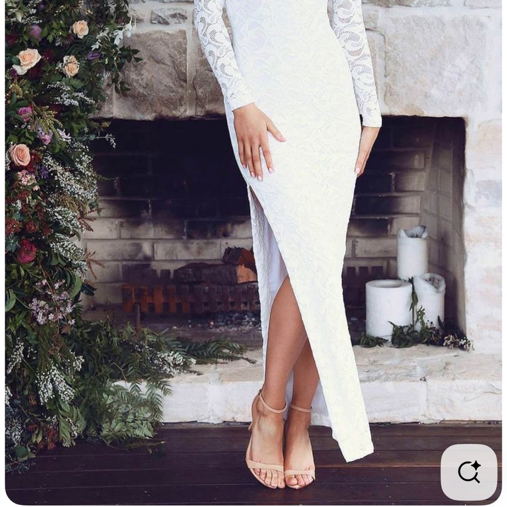 Elegant White Lace Long Sleeve Dress